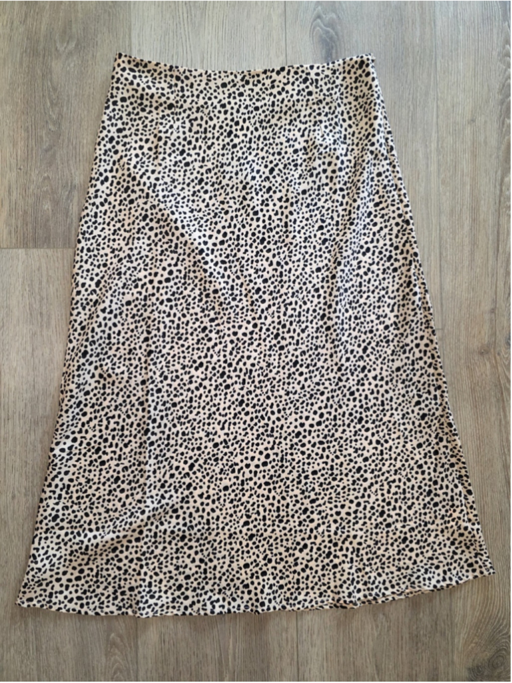 Nasty Gal NWT Polka Dot Midi Skirt Women’s US 8 Beige Black Bias Cut Slip Skirt - Picture 2 of 10